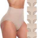 Women's Briefs Underwear High Waist Full Coverage Panties, Ladies Light Tummy Control Postpartum Underpants 5 Pack, Large