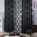 NAPEARL Black Damask Curtains for Living Room, Gothic Style Patterned Bedroom Curtain Drapes, Jacquard Curtains for Bedroom 84 Inch Length, Set of 2 Panels, Each 52 x 84 Inches
