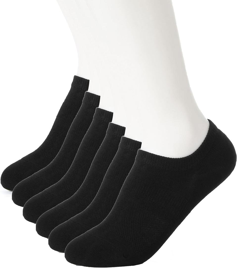 Jsimmotd 6 Pairs Unisex Cotton Ankle Socks, Mesh Breathable No Show Sock, Low Cut Sock For Casual, Athletic (Black)