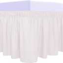 PureFit Wrap Around Ruffled Bed Skirt with Adjustable Elastic Belt - 14 Inch Drop Easy to Put On, Wrinkle Free Bedskirt Dust Ruffles, Bed Frame Cover for Queen, King and C-King Size Bed, Baby Pink