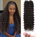 Curly Feather Crochet Hair Human Hair Feeling 100 Roots Pre-Separated miracle knot 18 Inch Deep Wave crochet Hair For Black Women (4#, 18 Inch-100 Roots)