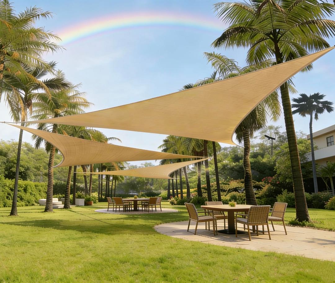 REXloyal Sun Shade Sail 13' x 20' Sand Rectangle Canopy Sail Shade Cover 95% UV Block Permeable Sunshade Outdoor for Patio Yard