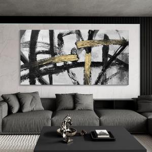 Large Black and White Wall Art, Modern Paintings Gold Abstract Graffiti Canvas Artwork Wall Pictures for Living Room Bedroom Dining Room Home Office Decor 24x48 In Large Black and White Wall Art, Modern Paintings Gold Abstract Graffiti Canvas Artwork Wall Pictures for Living Room Bedroom Dining Room Home Office Decor 24x48 In