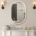 36"x24" Oval Led Mirror for Bathroom, Gold Metal Framed Lighted Vanity Mirror with Lights, Anti-Fog Light Up Mirror with 3 Colors Dimmable, Frontlit, Shatterproof, Horizontal/Vertical