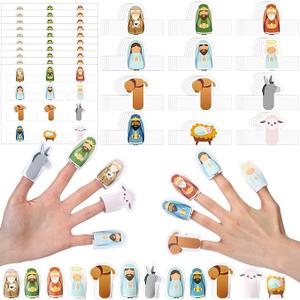 Tenceur 24 Sets Religious Finger Puppets for Easter Crafts Make Your Own Christian Nativity Story Bible Jesus Toys for Easters Party Easter Egg Fillers Sunday School Activity Supplies