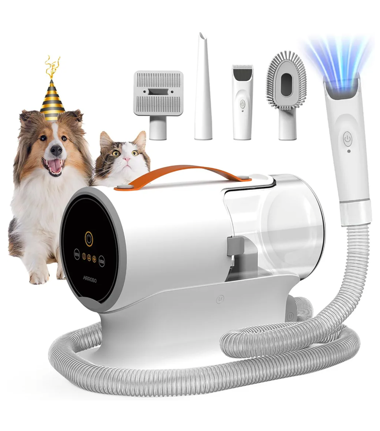 AIRROBO Dog Grooming Vacuum Kit,12000Pa Strong Pet Vacuum for Shedding,Grooming Hai,Quiet,PG100,2L Large Capacity