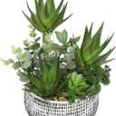 11 Large Succulents Aloe Plants Artificial in Ceramic Pots Potted Faux Succulent Eucalyptus Arrangement with Black Bowl Pots Fake Desk Succulents Plants for Home Bathroom Shelf Table Indoor Decor