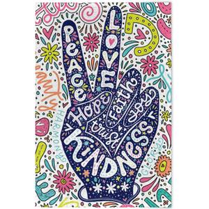 Peace Sign Jigsaw Puzzle Gesture Love Joy Floral Flower 500 Pieces Puzzles for Adults Kids (Multi 9)