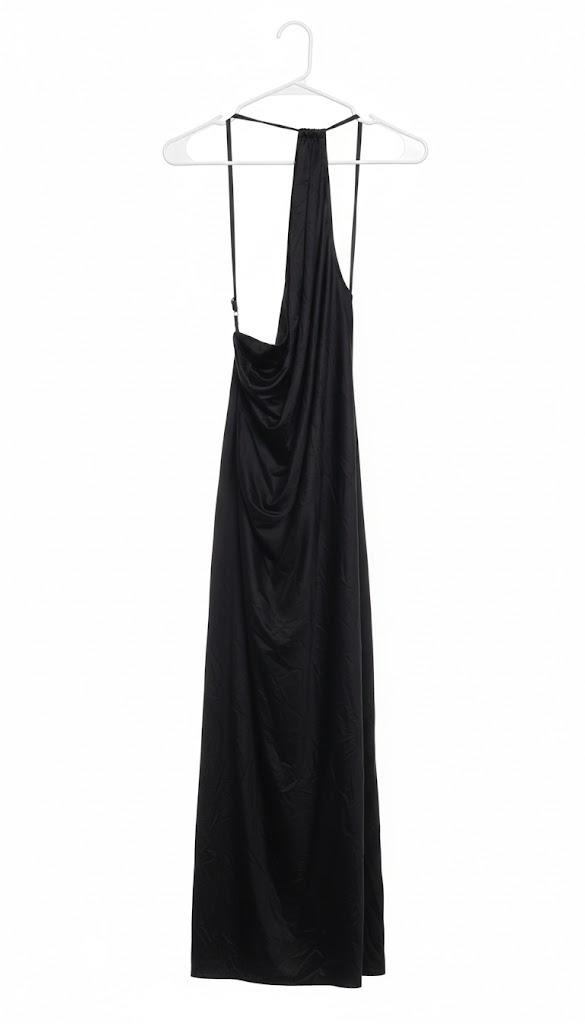 Halfisland Summer Satin High Neck Backless Sleeveless Midi Dresses for Women Elegant Mock Neck High Waist Cross Back Cocktail Dress Black L