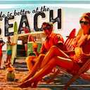 LANOLU Vintage Tin Sign LIFE IS BETTER AT THE BEACH metal pool signs Vintage Beach Decor, Beach Signs Wall Decor, Outdoor Pool Signs, Beachy Bathroom Decor, Pool Deck Decorations Outdoor, 8x12"