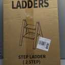 Step Stool, 2 Step Ladder with Anti-Slip and Wide Pedal, Folding Portable Iron Stepladder for Home and Kitchen, 300lbs - Gold 