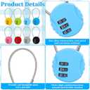 16 Pack Combination Lock, 3 Digit Outdoor Waterproof Code Padlock with Wire Rope, Mini Combination Lock, Resettable Locks for Luggage, Gym Locker, Jewelry Box, Backpack(8 Colors)