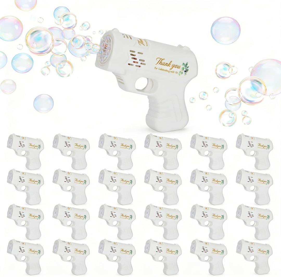 24 Pack White Bubble Guns for Wedding | Wedding Bubble Gun Machine Party Set, Automatic Bubble Guns Suitable for All Types of Parties and Events ( Without battery ), 24-piece Set