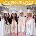 Dunzoom 2026 Arab Countries Graduation Cap and Stole Sash Set Saudi Arabia United Arab Emirates Egypt Embroidery Grad Hat Sash with Charm Tassel Class of 2026 for America International Student