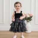 Toddler Baby Girl Halloween Outfit Bat Ghost Smocked Sleeveless A-line Layered Tulle Tutu Dress with Butterfly Wing (6-12 Months)