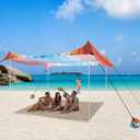 Beach Tent, Beach Canopy Sun Shade UPF 50+, Portable 10×10 FT Camping Sun Shelter with Sandbags, Poles, Ground Pegs and Anti-Wind Ropes for Outdoor, Backyard, Picnics, Sport, Fishing, 10x10 FT
