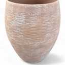 Ludu Washed Terracotta Modern Handmade Metal Indoor Planter with Textured Wave Design and Anti-Scratch Pads, Rust-Resistant Finish for Outdoor Use, Sustainable Non-Plastic Pot Recyclable Metal Vase, Medium