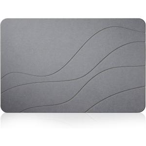 Stone Bath Mat, Quick Drying Absorbent Bath Stone Mat for Bathroom, Natural Diatomaceous Non-Slip Bath Mat, Easy to Clean (Dark Grey, 15.4×23.6")