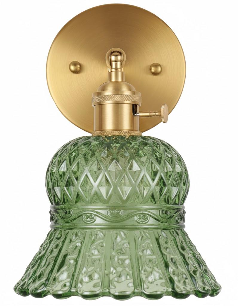 Rnzziw Vintage Battery Operated Wireless Wall Sconces, Rechargeable Battery Powered RGB Gold Wall Lights,Wall Lighting Indoor Lampshade with Remote (Pineapple Green)