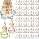 Inbagi 100 Pcs 10ml Car Hanging Perfume Bottle Car Air Freshener Empty Glass Diffuser Bottles Hanging Fragrance Perfume Pendant Refillable Aromatherapy Essential Oils Bottle Auto Ornaments Decor