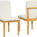 HomePop Modern Upholstered Farmhouse Dining Chairs - Cream White Textured Woven (Set of 2), Pack of 2