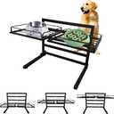 Elevated Dog Bowl Stand - Adjustable Holder with 3 Heights for Small to Large Dogs (For 2Pcs 9.8in Bowls)