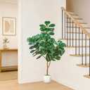 Artificial Fiddle Leaf Fig Tree, 5ft Realistic Fake Plants Faux Trees with White Planter, Artificial Plants Indoor for Home Living Room Office Decor