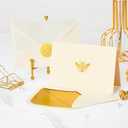 Crisky 50 Pack Blank Cards and Envelopes 4x6, Embossed Gold Foil Bee Blank Greeting Cards Bulk for Wedding, Bridal Shower, Baby Shower, Birthday Party Decoration Favors