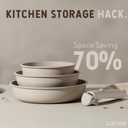 CAROTE 19pcs Pots and Pans Set Non Stick, Nonstick Cookware Set Detachable Handle, Induction Kitchen Cooking Sets with Removable Handle, RV Kitchen, Oven Safe, Taupe