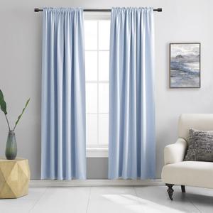 Blue Window Treatment Thermal Insulated Rod Pocket Blackout Curtains/Drapes for Bedroom(Light Blue,Set of 2 Panels  40x60 In)