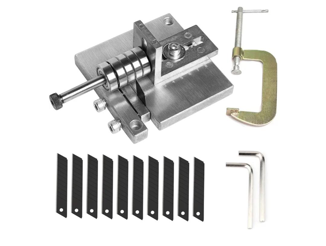 WUTA Leather Strip Cutting Machine Leather Strap Cutter 60MM Leather Belt Cutting Machine with G-Clamps, 10 Blades, and 2 Wrenches