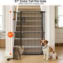 Jekriuet 57" Extra Tall Pet Gate, 27.5"-38.5" Wide, Black