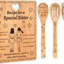 Sister Birthday Gifts - "Recipe for a Special Sister" Bamboo Cutting Board with Engraved Utensils, Best Friends Better Sisters Gift for Bridal Shower, Housewarming, Christmas
