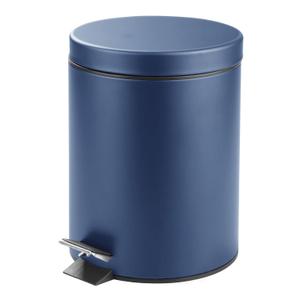 mDesign Pedal Bin  Metal Waste Bin with Pedal, Lid and Plastic Bucket Insert  for Bathroom, Kitchen, and Office  5 Litre Household Rubbish Bin with Ergonomic Design  Blue (Navy)