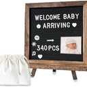 Felt Letter Board 10x10" 340 Letters, Numbers & Symbols, Wall Mount or Stand Display, Changeable Message Board for Quotes & Notes, Home/School/Office/Hotel/Restaurant/ Coffee Shop, 2 Storage Bags, Dark Brown Wood Frame