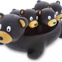DolliBu Black Bear Animal Bath Toys - Family Animal Water Squirter for Kids, 4-Piece Kid and Baby Bathtub Toys, Fun Bath Time Children, Floating Bath Tub Decor, Rubber Animal Bath Toys, Squirt Toys