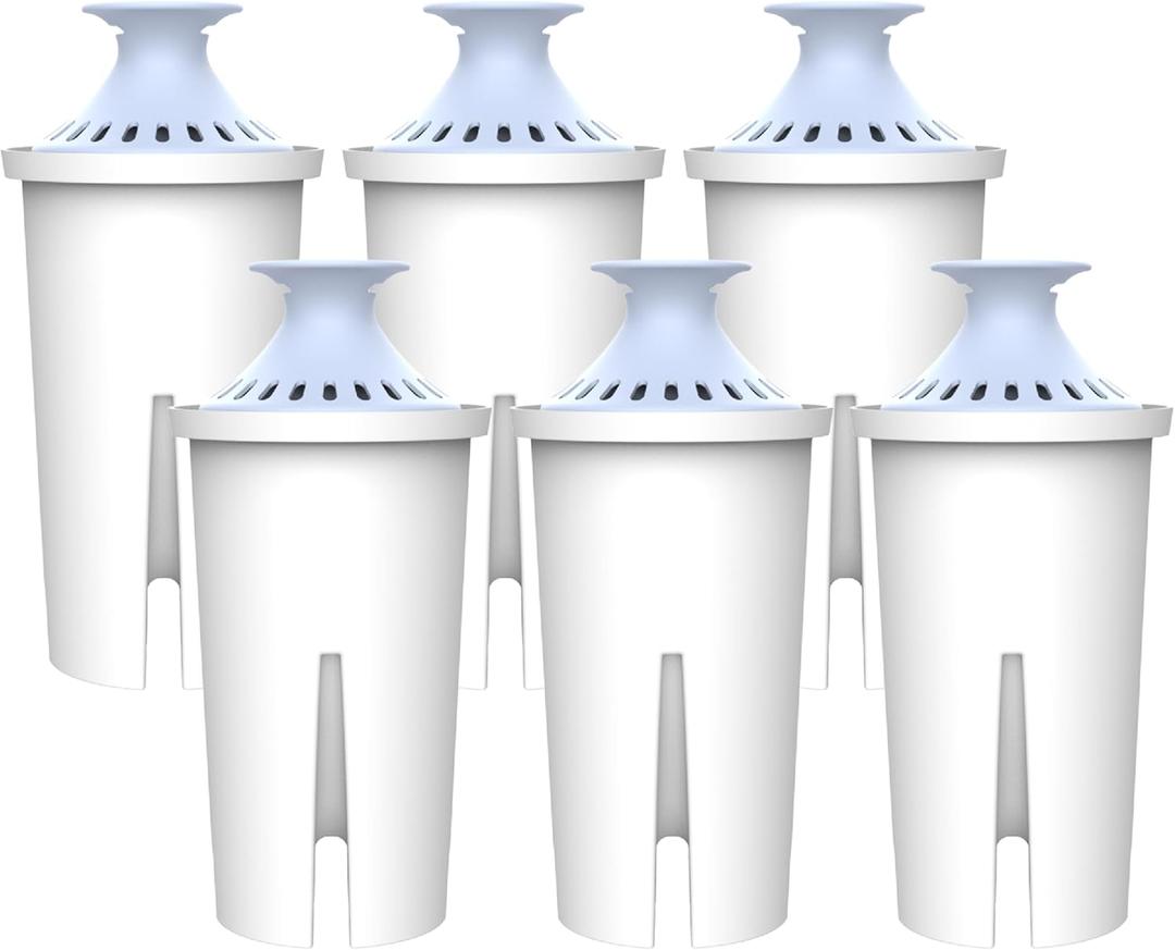 AQUA CREST Alkaline Water Filter, Intended for Brita Pitchers and Dispensers, Everyday, UltraMax, Metro+, XL and More, NSF Certified, 2 Months, 6 Count, Mineralized Alkaline Water, Increases Water PH