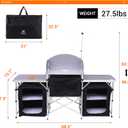 Nice C Camping Kitchen Table, Folding Grill Table, Upgrade Light Stand and Windshield Cooking Station & 3 Organizers, Carry Bag for Outdoor, Beach, BBQ, Picnic, Cooking, Indoor, Office(Silver)
