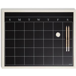 U Brands White Wash Frame Chalkboard Calendar White Board Set, Office Supplies, with Magnet, Chalk Pencils 16 x 20, 4 Pieces