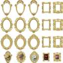 3 x 15PCS Vintage Resin Picture Frame Mini Photo Frame Tiny Gold Antique Frames Small Picture Frame Oval Rectangle Wall Hanging for Tabletop Display Home Decor (Gold, Classic), 2.2 inches x 2.8 inches
