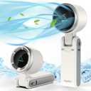 Portable Handheld Turbo Fan, 5 Gear Wind, Battery Operated, Up to 12 Working Hours, 3 IN 1 Hand Fans with Air Turbo Tech Cooling Fan for Outdoor Activities, Travel, Beach (White)