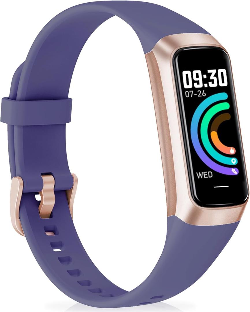 Fitness Tracker with 24/7Heart Rate, Blood Pressure, Sleep Tracking, Calorie, Activity Tracker with 1.1" AMOLED Color Screen, Waterproof Step Tracker for Android iPhones Women Men (Deep Purple)