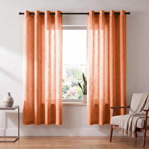 Linen Blended Sheer Curtains & Drapes - 72 Inches 2 Panels Set | Light Filtering & Semi-Sheer Privacy Protection, Grommet Top, Fits Living Room and Bedroom, 54 Inches Wide, Burnt Orange