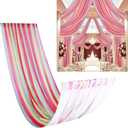 DUOBAO Rainbow Chiffon Wedding Ceiling 10FT Length Photo Background Curtain Decorations with Rod Pocket for Banquet Room Weddings Ceremony Graduation Prom, W 5' x L 10'-6 Panels Bright Rainbow