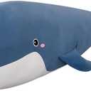 JPORSHU 34inch Blue Whale Plush Toy, Soft Dolphin Doll, Ocean Whale Stuffed Animal, Gift for Girls & Boys (33.5inch)