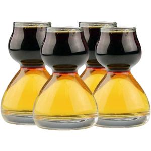 QUAFFER Double Bubble Layered PLASTIC Shot Glass  Clear Chaser Shot Glass Jigger for Smooth Tasty Shots  Fun Unique Split Shot Glasses Barware (Set of 4) (3.5 Ounces) QUAFFER Double Bubble Layered PLASTIC Shot Glass  Clear Chaser Shot Glass Jigger for Smooth Tasty Shots  Fun Unique Split Shot Glasses Barware (Set of 4) (3.5 Ounces)