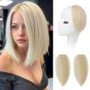 REECHO Clip in Hair Volumizer, Short Thick Clip in Hairpieces Adding Extra Hair Volume Extensions for Women with Thin Fine (Light Blonde, 8 Inch(Pack of 2))