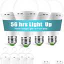 Rechargeable Emergency Light Bulbs, Battery Powered LED Light Bulb 6000K Daylight E26 12W 60W Equivalent with 1500mAh for Home Power Outage Camping Hiking(4 Bulbs, 4 Hooks,2 Plug Caps)