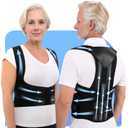 QFE Posture Corrector Back Brace for Men and Women Upper and Waist Body Support New Version Improving and Pain Relief Adjustable Neck Scoliosis Hunchback Slouching Kyphosis Invisible Under Black X-Large (Black, XL)