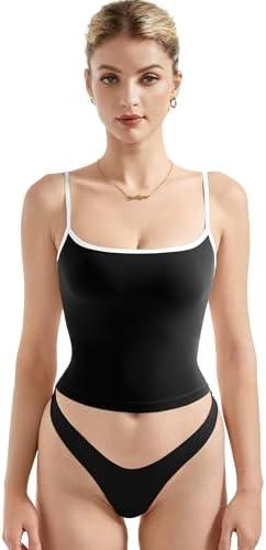 SUUKSESS Women Sexy Square Neck Tank Top Summer Y2K Going Out Basic Cami Shirt M